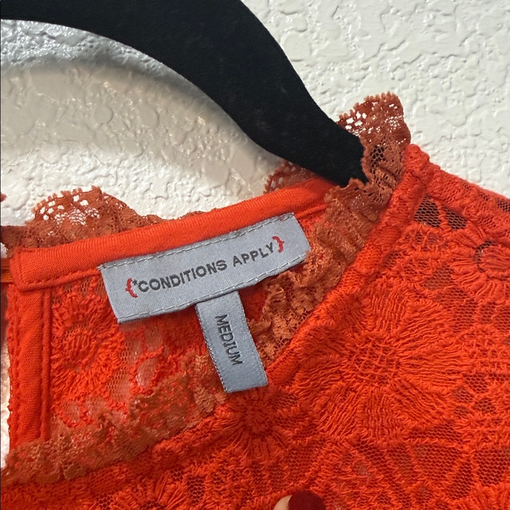 Anthropologie Vibrant Red Lace Blouse - Picture 2 of 7